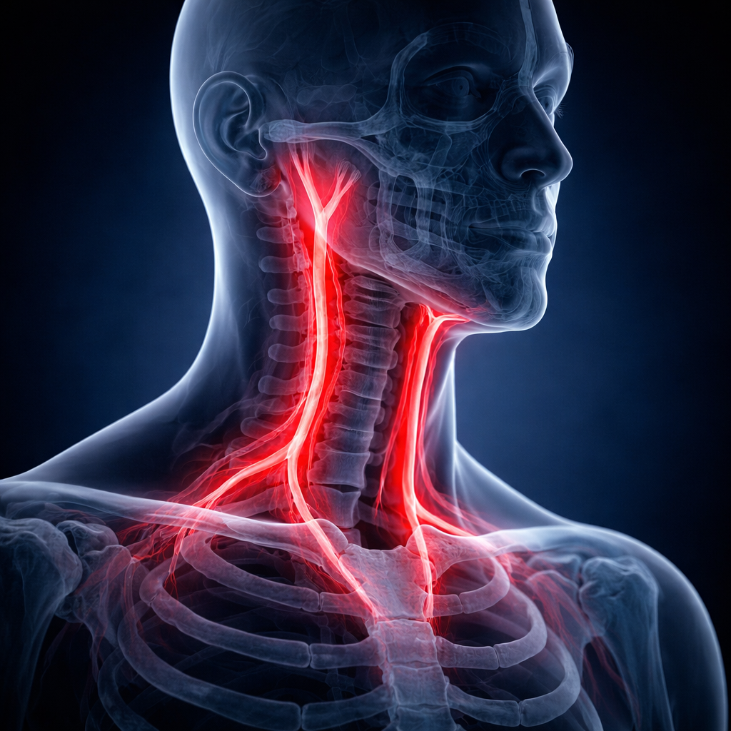 Carotid ultrasound neck anatomical illustration