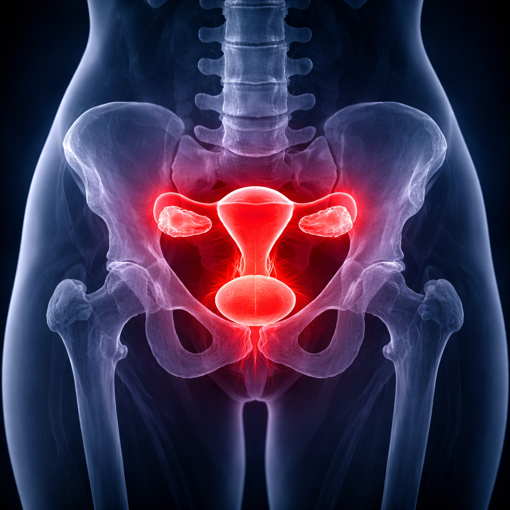 Pelvic ultrasound anatomical illustration