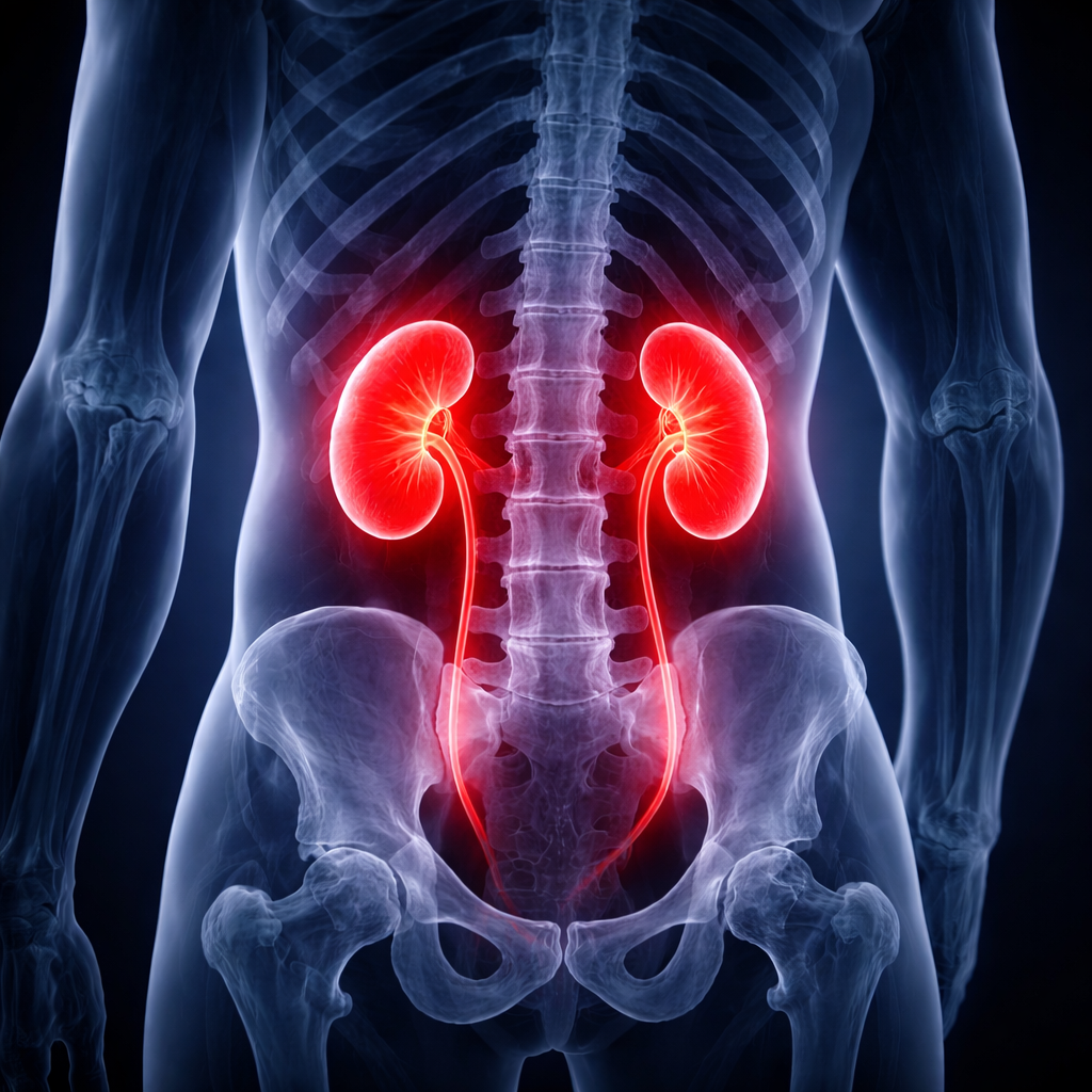 Renal ultrasound kidney anatomical illustration