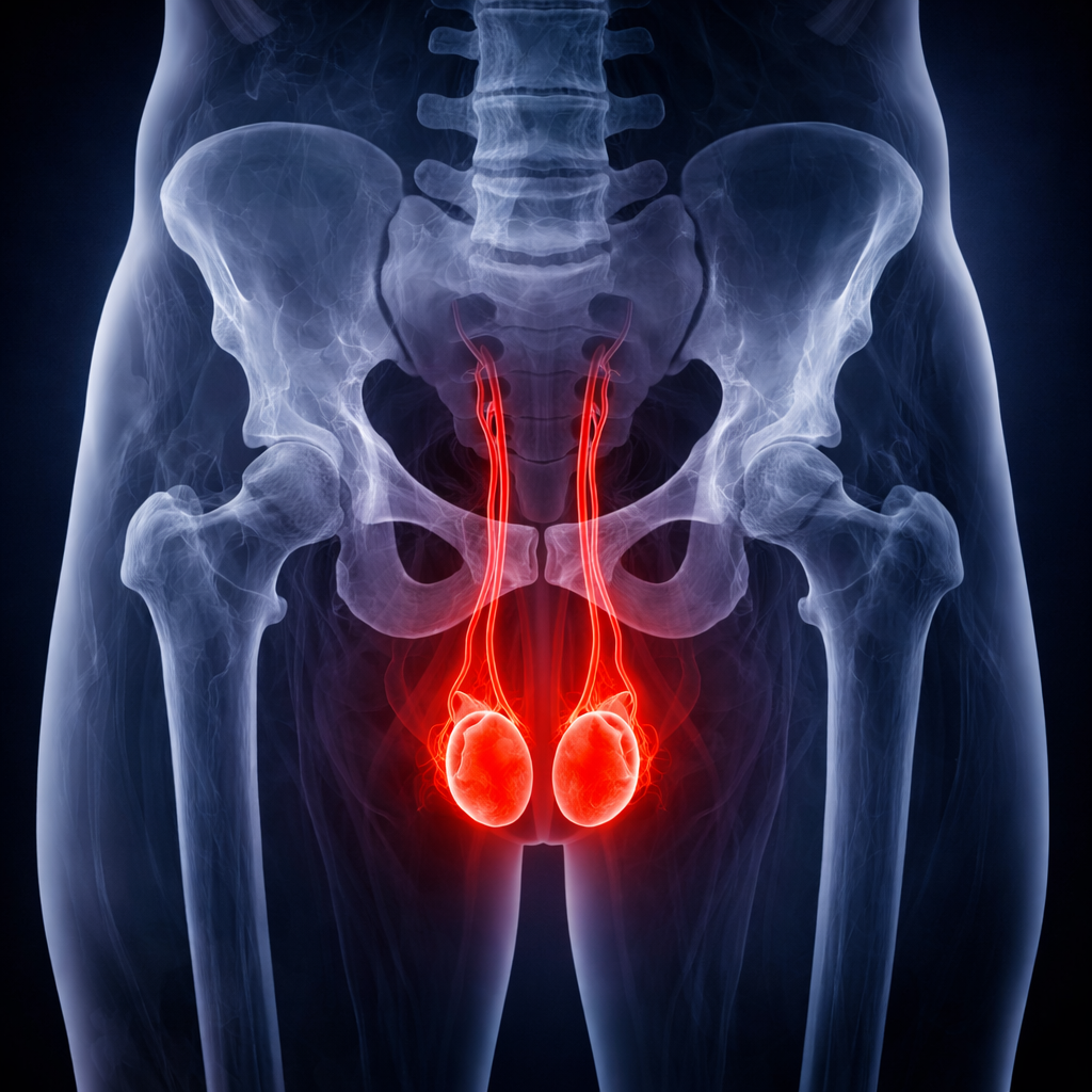 Scrotal ultrasound anatomical illustration